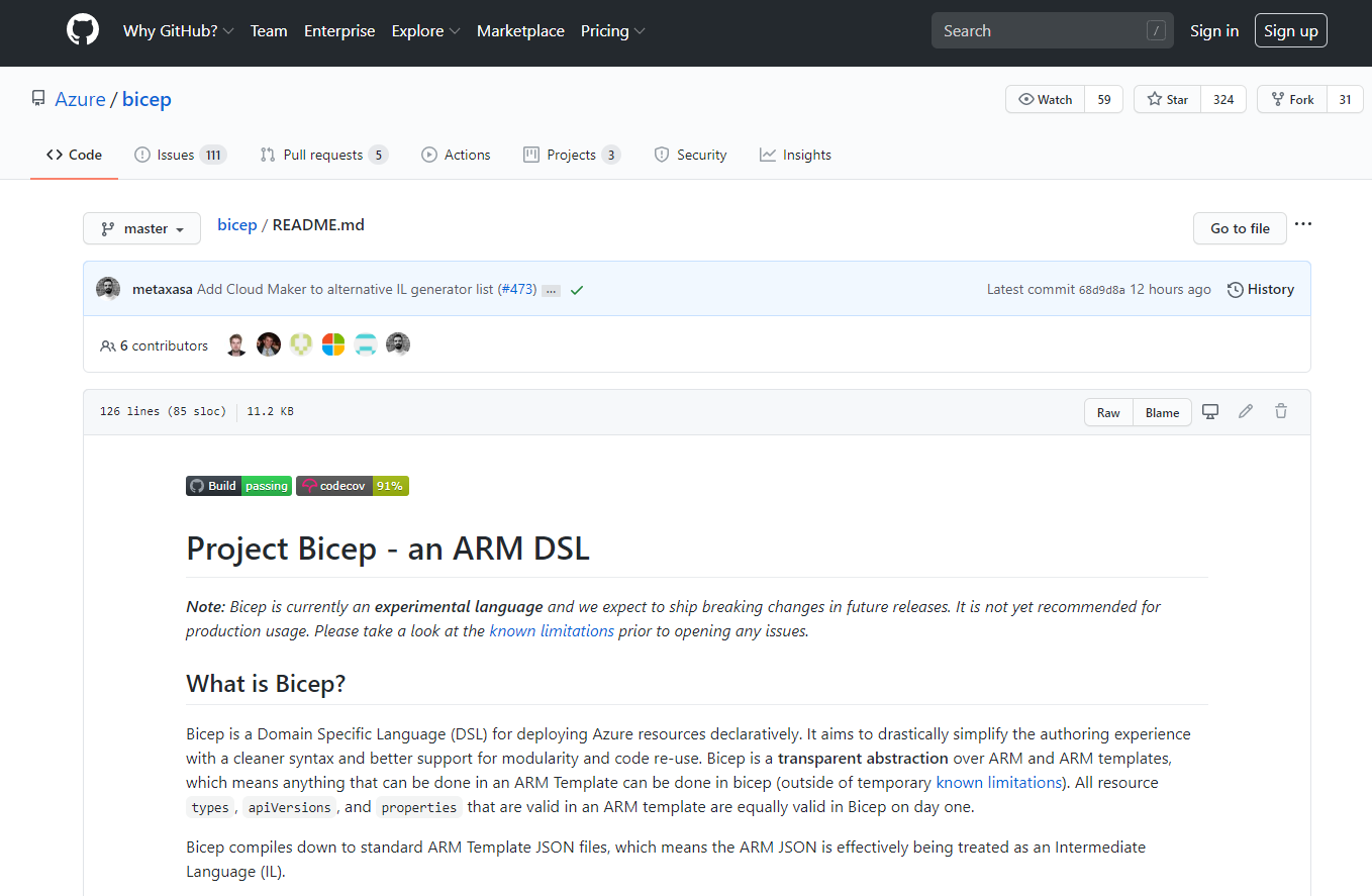 Azure Bicep Github page.